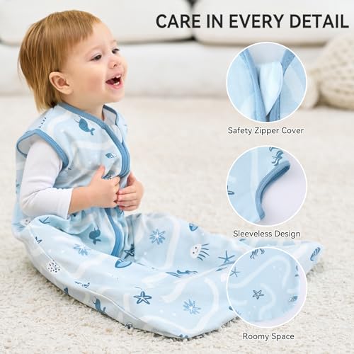 Image of Yoofoss Baby Sleep Sack 6-12 Months 0.5 Tog Wearable Blanket for Baby, 3 Pack 100% Organic Cotton Infant Toddler Sleeping Sack 2-Way Zipper Lightweight Sleep Sack