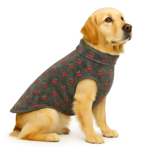 Image of The Pets Company Dog Winter Coat Jacket, Clothes, Windproof, Reversible, Light Weight, Washable, Ultra Warm Thick Fleece Lined Dog Vest for Cold Weather Protection, (Grey Cherry, Large - 26 Inch)