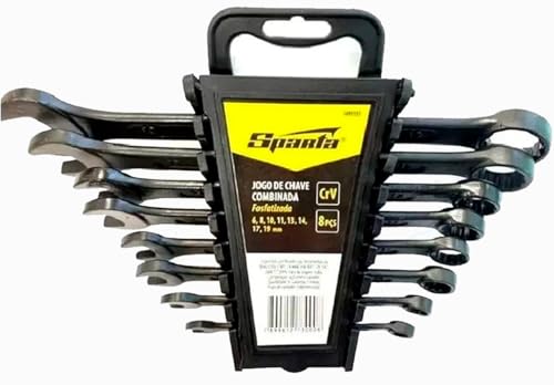 Sparta Jogo de Chaves Combinadas 8 Peças (6–19 mm) – Cromo Vanádio Fosfatizado, Aço CrV 40–47 HRC