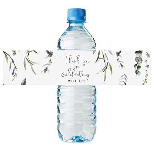 URROMA Lot de 50 étiquettes pour Bouteille d'eau avec Inscription « Thank You » - pour Mariage, Anniversaire, Remise de diplôme, fête prénatale
