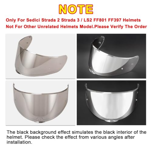 Image of PSLER Sedici Strada 2 Visor - Sedici Strada 2 and Strada 3 Face Shield Motorcycle Helmet visor Accessories Replacement for LS2 FT2 VECTOR Sedici Strada 2 Strada 3 FF801 FF397,Transparent Siver | Impact-Resistant ,UV400 Protection, Motorcycle Tinted Face Shield for Strada 2 Strada 3 FF801 FF397,Visor Replacement