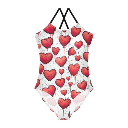 Red Love Heart Girls One Piece Swimsuit Beach Swimwear 20854685