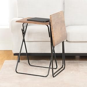 FurnitureR Folding Tables Foldable TV Tray Dinner Snack Trays Set of 2, Industrial Style Sofa Bedside Tables with X-Frames, Small Laptop Table in Vintage Brown, 15 x 18.9 x 26.2 in, 2PCS FurnitureR Folding Tables Foldable TV Tray Dinner Snack Trays Set of 2 Industrial Style Sofa Bedside Tables with X Frames Small Laptop Table in Vintage Brown 15 x 189 x 262 in 2PCS
