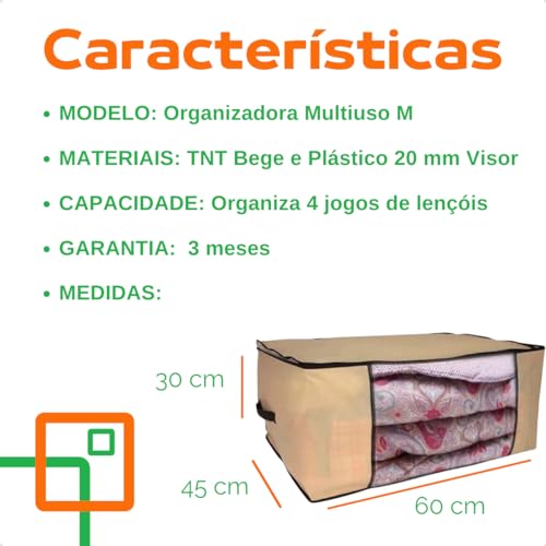 Organizador de Guarda Roupa Cama Edredom Toalhas TNT Multiuso 60x45x30 6 Unidades