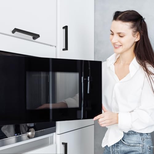 talifoca 10 Stück Möbelgriffe, Schwarz 128mm lochabstand Küchengriffe, Edelstahl Schubladengriffe mit Vierzig Schrauben, Modisch Edelstahl Quadrat Griffe, für Küchen, Schubladen, Schrank, Möbel