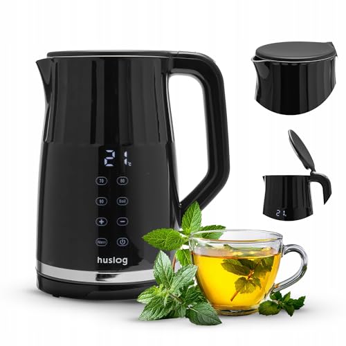 huslog Bouilloire électrique 1,7 l 2200 W avec réglage de la température et panneau tactile – Design rétro, écran LED, 4 programmes, 13 niveaux, Keep...