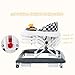 INFANS Foldable Baby Walker, 3 in 1 Toddler Walker Leaning-Seated Walk-Behind with Removable Music Tray, Adjustable Height, Washable Seat Cushion for Boys and Girls (Checkerboard)