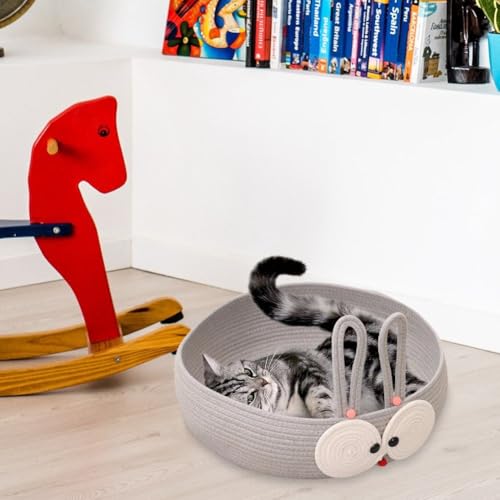 Lit pour chat tissé à la main respirant et nid rond pour le sommeil des animaux