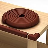 Furniture Edge and Corner Guards | 16.2ft Protective Foam Cushion | 15ft Bumper 4 Adhesive Childsafe Corners | Baby Child Proofing Foam Set and Safe for Table, Fireplace, Countertop | Brown