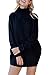 Pink Queen Women's Loose Turtleneck Oversize Long Pullover Sweater Dress Black M