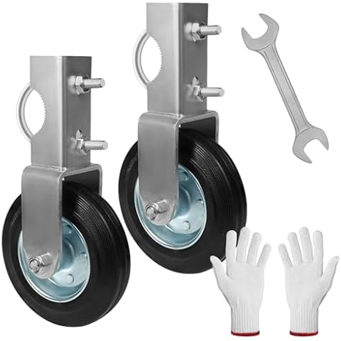 6" Gate Wheel for Supporting Metal Swing Gates with 1-5/8" Thru 2" Gate Frames, Gate Support Caster Wheel for Metal Tube Gate, to Prevent Gate from Dragging for Chain Link Fence (2Pack) Cover