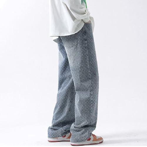 Loose Fit Jeans for Men Elastic Waist Jeans for Men Baggy Hip Hop Straight Work Pants Y2k Streetwear3