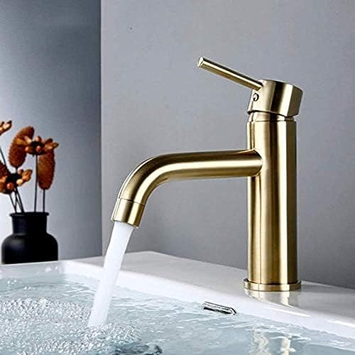 Grifo de baño oro cepillado mezclador monomando elegante para lavabo moderno