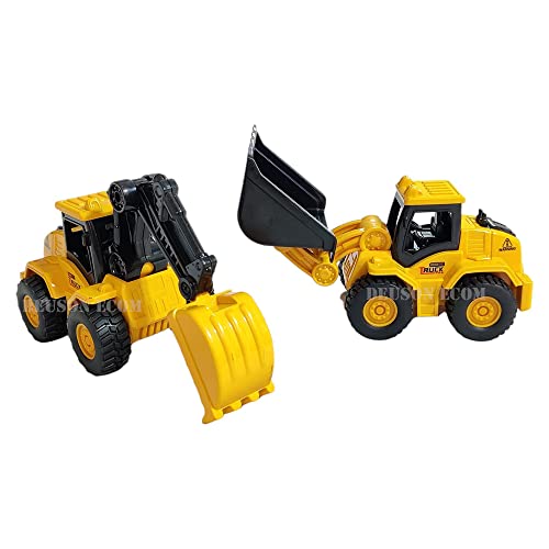 Image of DEUSON ECOM Unbreakable Construction Vehicles for Kids Pretend Play Toy Trucks Bulldozer Play Set Building Vehicles Set for Kids 3-14 Years Excavator (210-13) - Multicolor