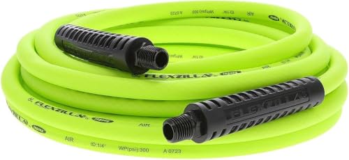 Image of Flexzilla Air Compressor Hose, 1 /4 in. x 25 ft., 1 /4 in. MNPT Fittings, No-Kink, All Weather, Lightweight, Premium Hybrid Polymer, 300 PSI, ZillaGreen (Pack of 10)