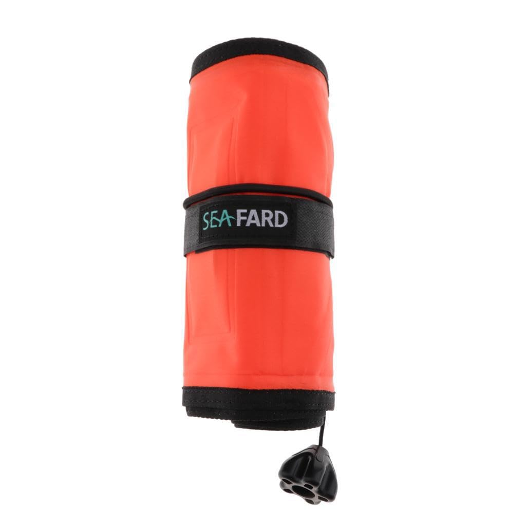 Flotador de señalización de Buceo Duradero y de Visibilidad para | seguridad en mar abierto. Incluye anillo en D de acero inoxidable 316 en la parte inferior, tubo de señalización de buceo e