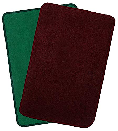 Fun Homes Microfiber Anti Slip Door Mat 22"x14", Maroon & Green, 2 Pieces