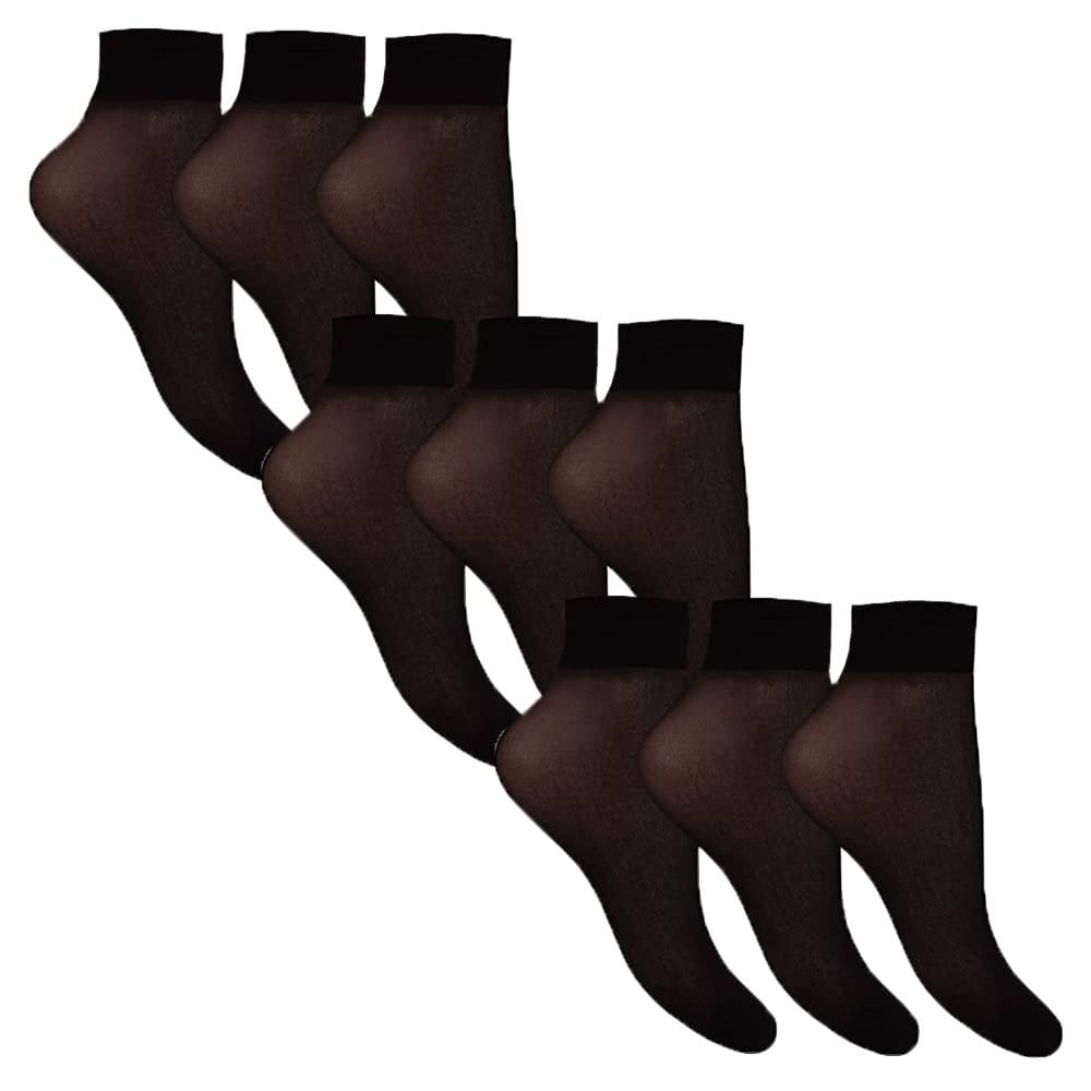 Undercover Ladies 15 Denier Sheer Anklets Black 9 Pairs (3 Packs)