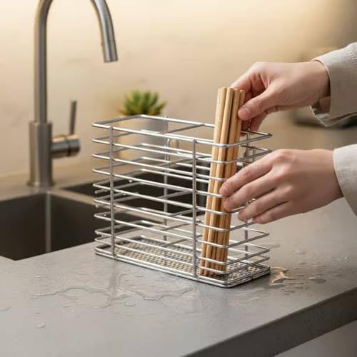 NonMiFyR Dish Rack Stainless Steel Drainer Organizer Holder with Direct Sink Drainage and Stable Non Slip Base Suitable for Small households Dorm Rooms Tiny Homes Daily cleanup, Cutting Board Rack - Image 7