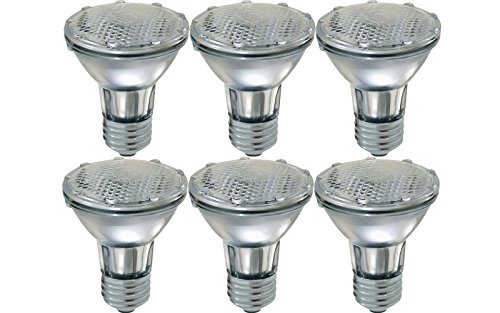 GE Halogen Light Bulb, Energy Efficient PAR20 Flood Light Bulb, 38-Watt, 490 Lumen, Medium Base, White, 6-Pack Spotlight Bulb, Indoor Flood Light Bulb