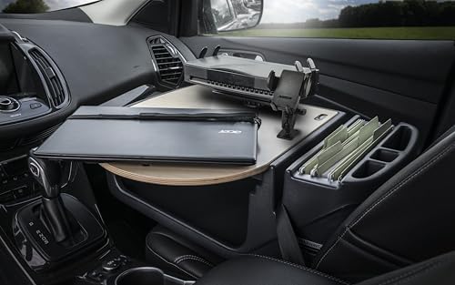 Image of AutoExec AE-RMCD-PM-PS-11M Roadmaster Car Desk for Your Vehicle Workstation and Mobile Office, Natural with Phone Mount and Printer Stand | Vehicle Workstation, Mobile Office, Phone Mount, Printer Stand