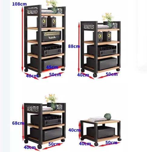 Étagère d'angle réglable à plusieurs niveaux pour matériel audio et CD, gain de place, design élégant pour une mobilité et un nizage faciles
