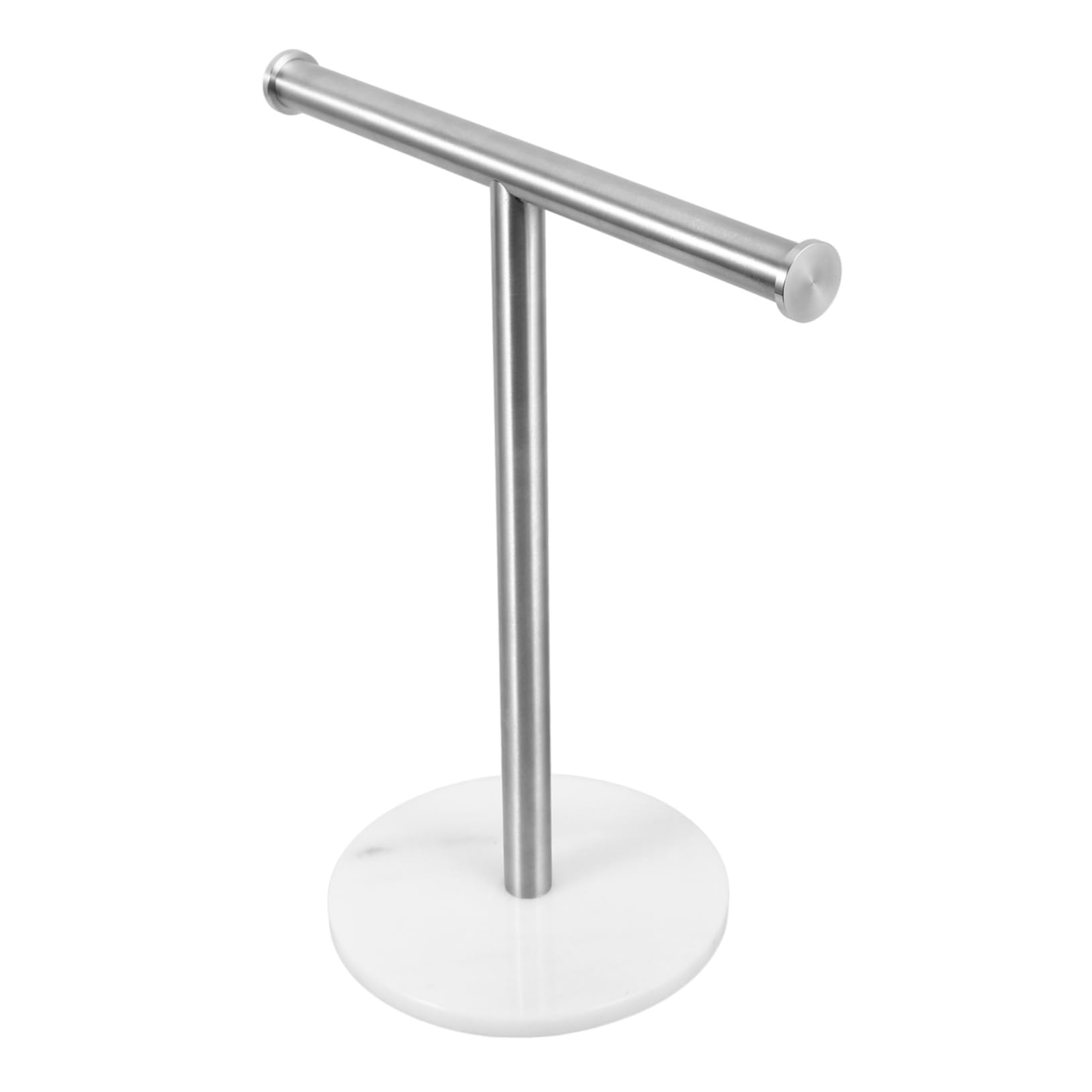 Cabilock Toallero De Mano De Acero Inoxidable Cepillado Base De Mármol, Soporte para Toallas De Baño Compacto y Portátil, Barra Forma De t Estable para Encimera, Organizador Práctico para Lavabo