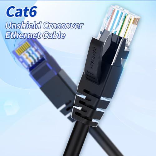 Image of Cat6 Crossover Ethernet Cable UTP 10FT T-568A to T-568B RJ45 Male to Male Unshield Network LAN Patch Cord, Black