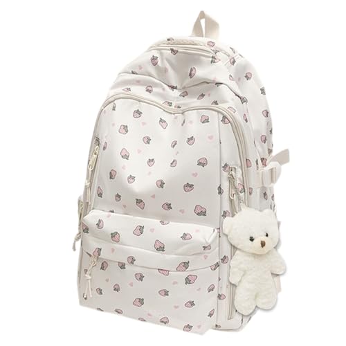 Linda mochila para niñas, mochila estética escolar de fresa para adolescentes, paquete de organización y almacenamiento para la universidad, trabajo, estudio, viajes, cumpleaños, Navidad, mujeres y