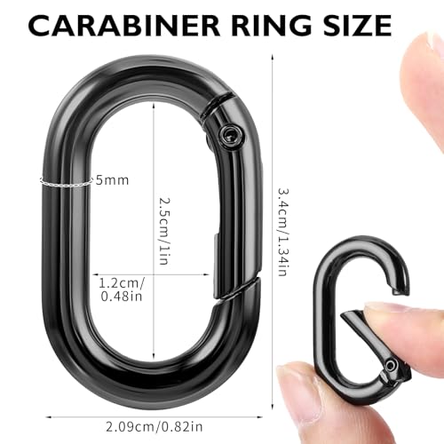 10 Stück Kleine Carabiner 1 Zoll Schwarzer Karabiner Klettern O-Ring-Kleine Karabinerhaken Karabiner Schwarz Geeignet für Auto-Schlüsselanhänger-Haken und Geldbörsen-Schlüsselanhänger-Ersatzteile