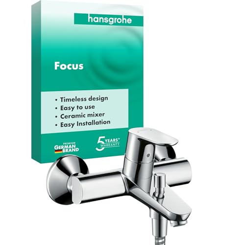 hansgrohe Focus - bateria wannowa natynkowy do 2 odbiorników, armatura łazienkowa z długością wylewki 18 cm, jednouchwytowy kran wannowy, chrom, 31940000