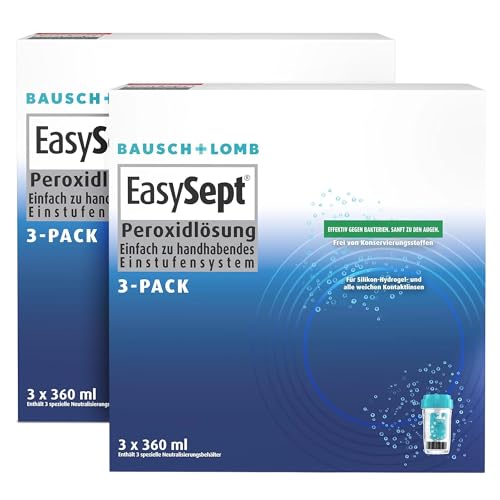 Bausch + Lomb EasySept Peroxidlosung Einstufensytem konservierungstofffrei 6 x 360ml mit Behälter für weiche Kontaktlinsen