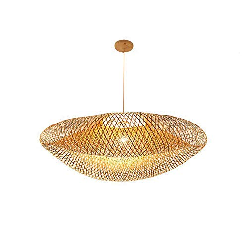 Preisvergleich Produktbild WangWDN Hanamaki Tropischer Bambus Kronleuchter, Pendelleuchte Retro Style Laterne hängende Lampen Schlafzimmer Wohnzimmer, DIY Wicker Rattan Lampenschirme Weave Hängeleuchte
