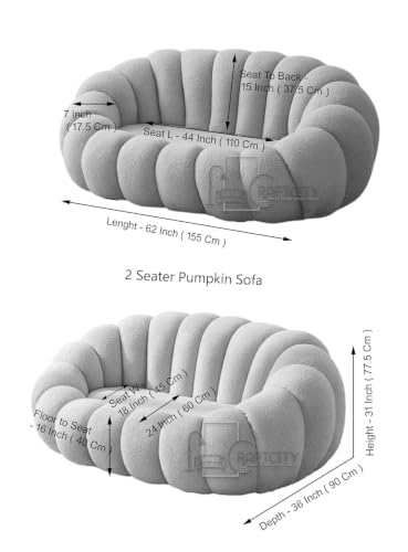 Image of CRAFTCITY 2 Seater Pumpkin Sofa /Loveseat with Accent Pillows |Living Room Couch