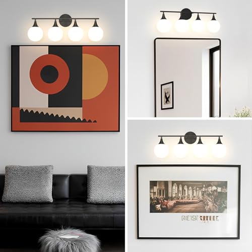 Image of Daunton Modern Matte Black Bathroom Vanity Light - Energy Efficient G9 Base Bathroom Lighting Fixtures Over Mirror, Anti-Glare 26 Inch Soft Illumination for Makeup & Shaving, Stylish and Affordable