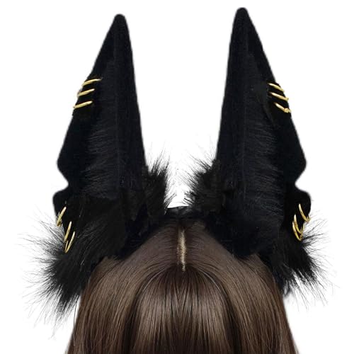 QUICOMP Handmade Wolf Ears Headband Fox Ear Hairband Wolf Cosplay Props (G Black)