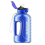 GLEKGLEK 2 Litre Water Bottle with Straw, Motivational Sports Water Bottle for Gym, Office, Construction, Hiking, Cycling, Camping & Running (Blue)