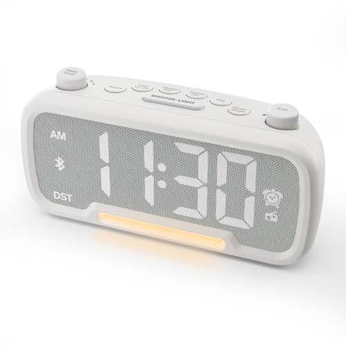 Mesqool Alarm Clock with Bluetooth Speaker, FM Radio, Alarm Clock for Bedroom with USB Chargers, Dimmer and 12/24H,Snooze,Battery Backup, Plugged in Clock Radio for Adult Kid