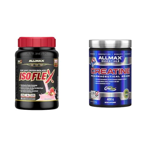 ALLMAX Isoflex Strawberry, 2 Pound & Creatine Monohydrate, Micronized Creatine Powder for Strength and Muscle Recovery, Gluten Free & Fast Absorbing 400g
