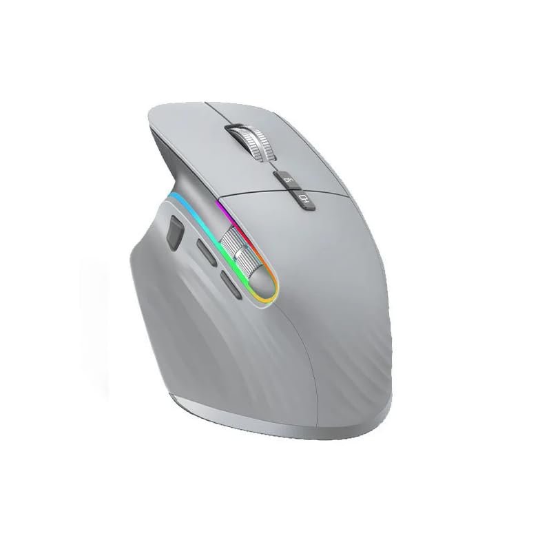 Souris sans fil 9 boutons rechargeable grise avec double connexion Bluetooth et RGB