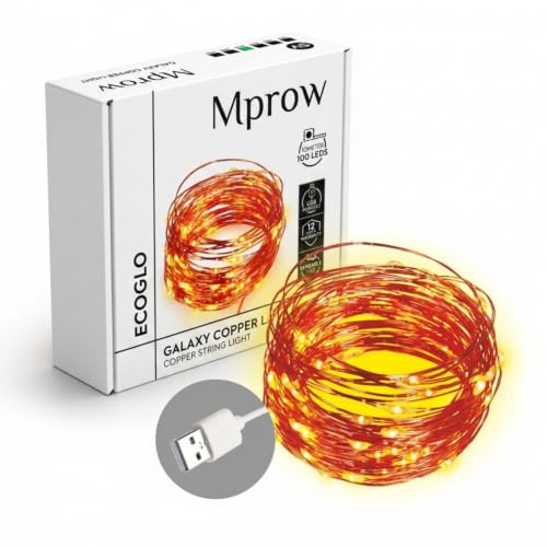 Image of MPROW Decoration Copper USB Powered String Fairy Lights with 100 Led Light (10 Meters / 32 Feet, Warm White, Pack of 1)