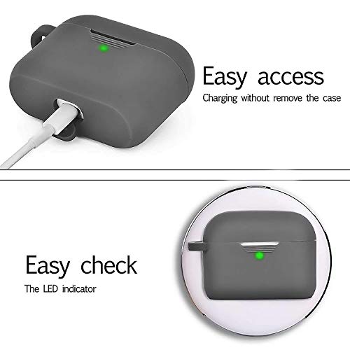 Image of GRIPP Rubon Silicone Case with Carabiner for AirPods Pro (1st Generation), 360 Shock Protection, Precise Cutout, Wireless Charging Support, Durable & Stylish - Charcoal