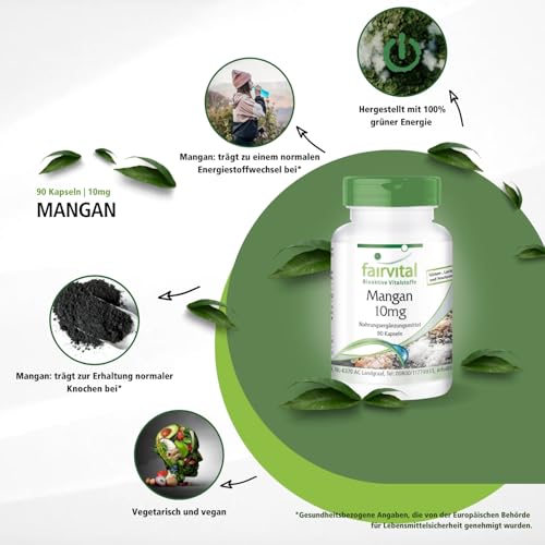 Mangan Fairvital Kapseln 10mg – 90 Kapseln – Vegan und hochdosiert