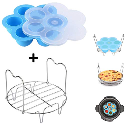 Instant Pot Accessories, Silicone Egg Bites Molds and Steamer Rack with Handles, 2