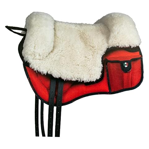 Pioneer Reitpad Pferd aus widerstandsfähigem und atmungsaktivem Air-Mesh für natürliches Reiten, Made in Italy handgefertigter Reitsattel, Pferde Sattel Fell aus Wolle, Bareback 60 x 45 cm Cover