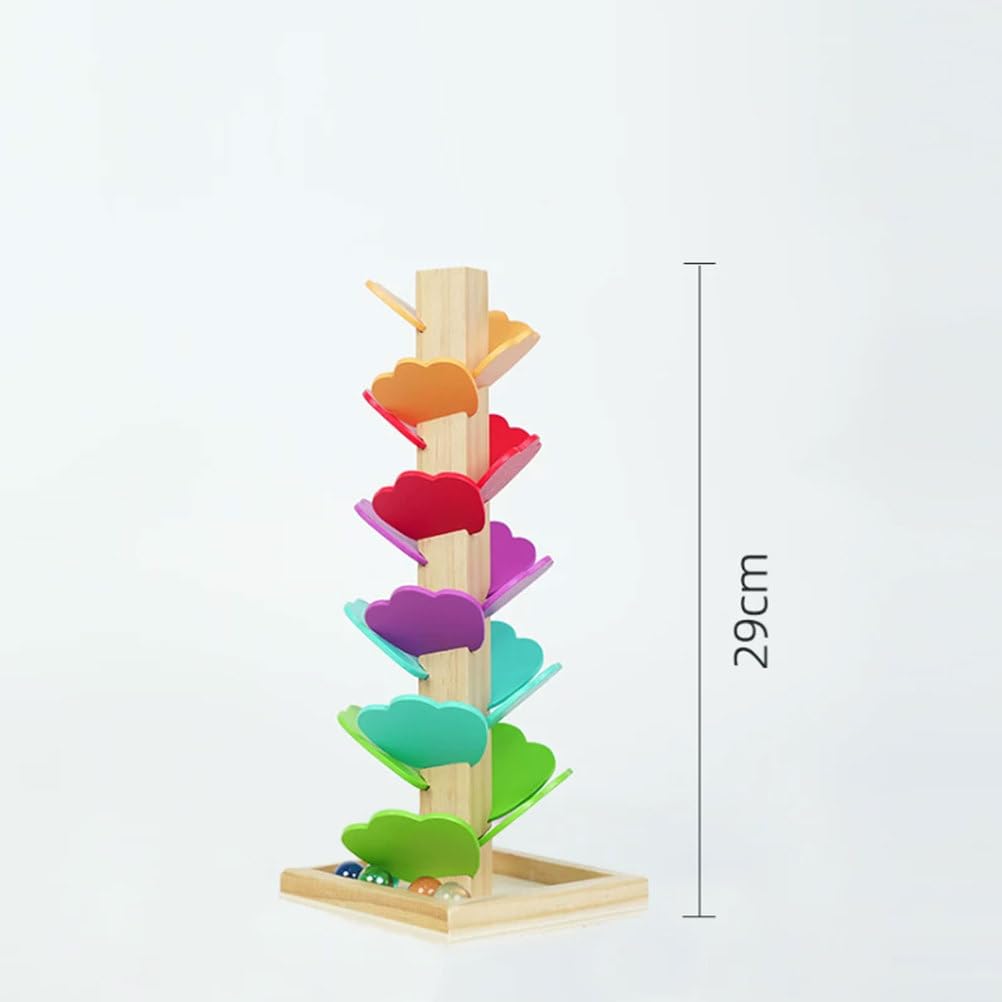 Juguete Musical de Madera Montessori en Forma de Árbol, Carrera de Bolas Deslizantes con Hojas Coloridas, Bloques de Construcción para Montar DIY, Juguete de Juego Sensorial