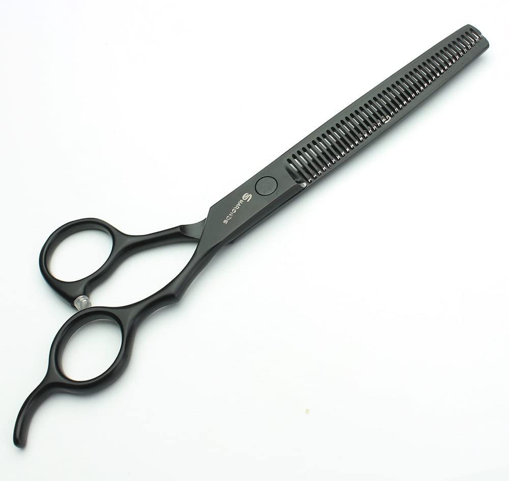 6 Zoll/ 7 Zoll Haarschneideschere set，haarschere，ausdunnschere SHARONDS 440C Schwarz (7 zoll 2Stück) | Edelstahl，Verdünnung，Friseursalon，Ergonomischer rutschfester Griff
