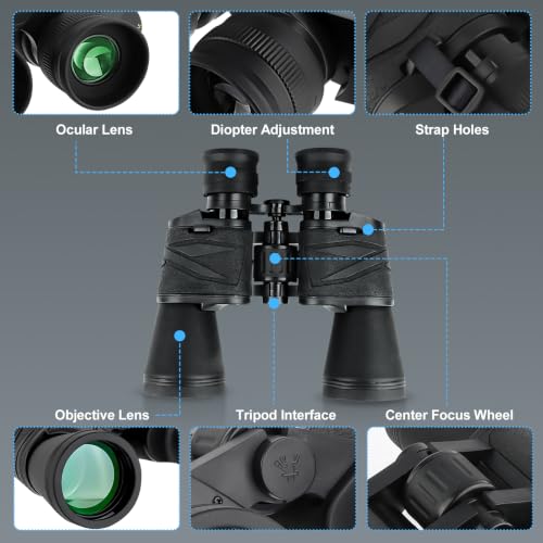 Binocular 20x50 con prismas, óptica impermeable multi-capa miniatura 6