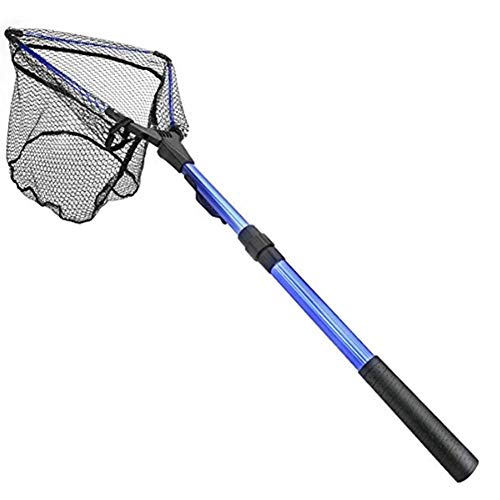 fervory Red De Pesca Plegable Mango Telescopico Sacadera Red De Pesca con Mosca con Mango De Goma Accesorios De Pesca con Red De Pesca Plegable Portátil