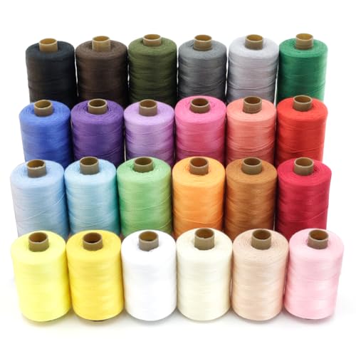 SHRJ 24Pcs Sewing Thread Spools Set 1000 Yards Per Spool Mixed Cotton Threads for DIY Sewing Machine Embroidery Machine Hand Sewing 24 Colors